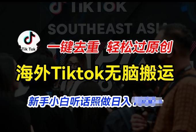 海外Tiktok短视频无脑搬运，一键去重轻松过原创，新手小白听话照做日入几张【揭秘】-搞个副业