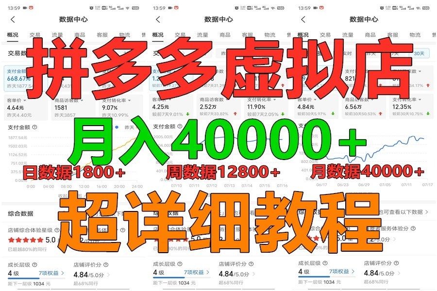 拼多多虚拟电商训练营月入40000+，全网最详细，你做你也行，暴利稳定长久-搞个副业