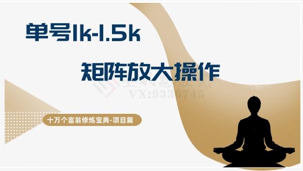 十万个富翁修炼宝典15.单号1k-1.5k，矩阵放大操作-搞个副业