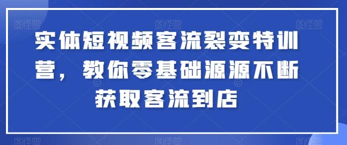 实体短视频客流裂变特训营，教你零基础源源不断获取客流到店-搞个副业