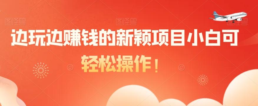 边玩边赚钱的新颖项目小白可轻松操作！-搞个副业