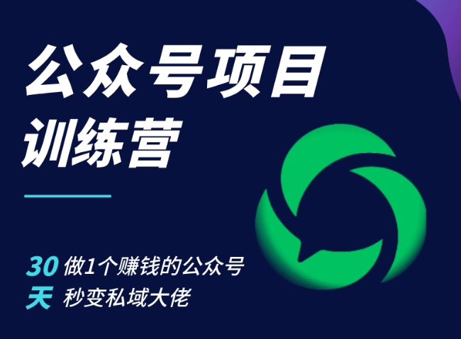 公众号项目训练营，30天做1个赚钱的公众号，秒变私域大佬-搞个副业
