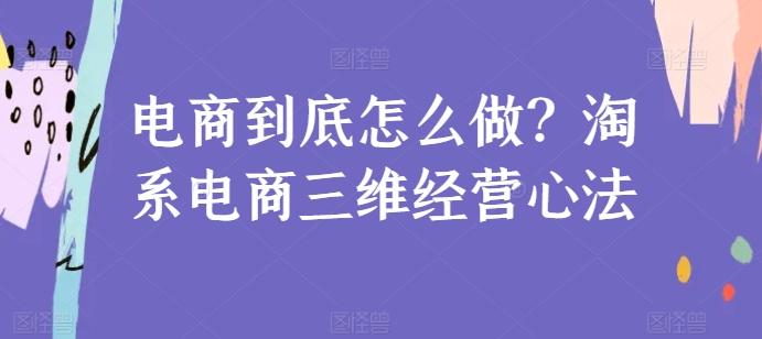 电商到底怎么做？淘系电商三维经营心法-搞个副业