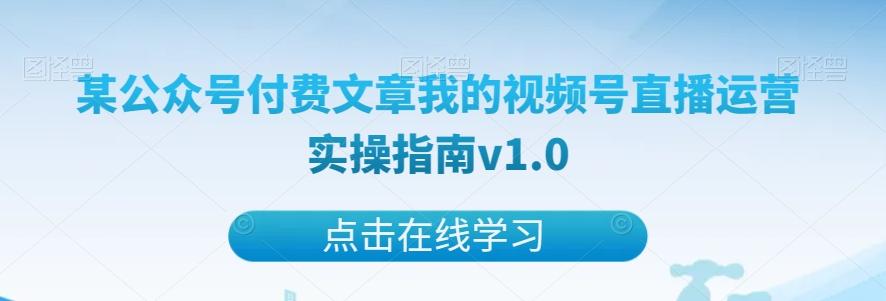 某公众号付费文章我的视频号直播运营实操指南v1.0-搞个副业