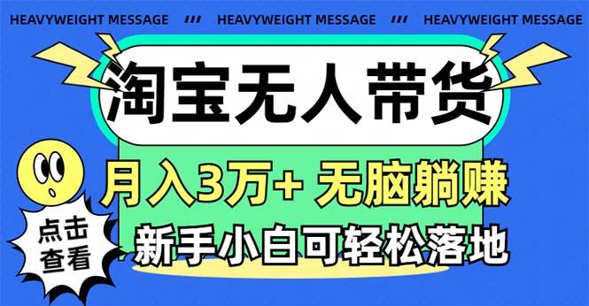 淘宝无人带货3.0高收益玩法，月入3万+，无脑躺赚，新手小白可落地实操-搞个副业