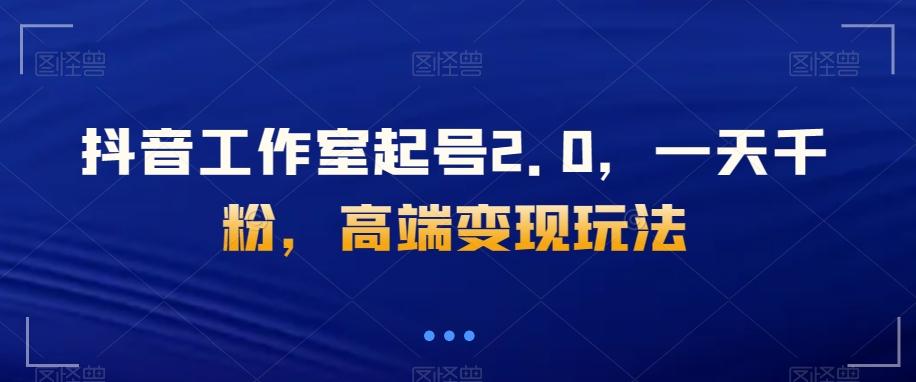 抖音工作室起号2.0，一天千粉，高端变现玩法【揭秘】-搞个副业