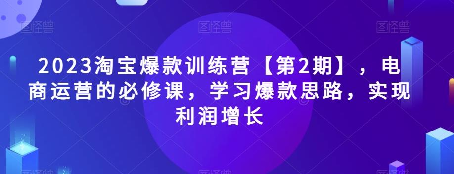 2023淘宝爆款训练营【第2期】，电商运营的必修课，学习爆款思路，实现利润增长-搞个副业