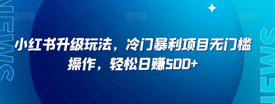 小红书升级玩法，冷门暴利项目无门槛操作，轻松日赚500+【揭秘】-搞个副业