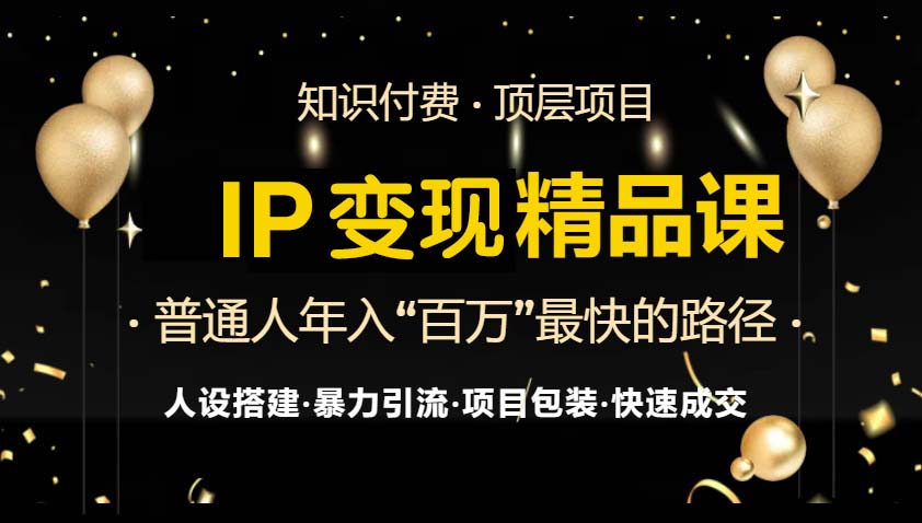 IP变现最新精品课程，知识付费全流程+最强引流术+小白避坑指南-搞个副业