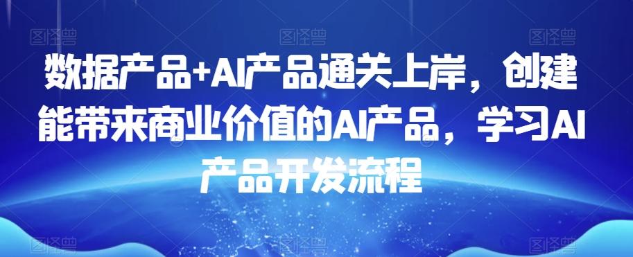 数据产品+AI产品通关上岸，创建能带来商业价值的AI产品，学习AI产品开发流程-搞个副业