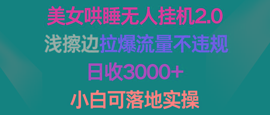 (9905期)美女哄睡无人挂机2.0，浅擦边拉爆流量不违规，日收3000+，小白可落地实操-搞个副业