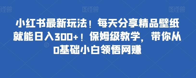 小红书最新玩法！每天分享精品壁纸就能日入300+！保姆级教学，带你从0基础小白领悟网赚-搞个副业